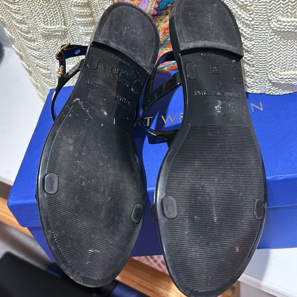 Stuart Weitzman Black Flat Sandals - image 8